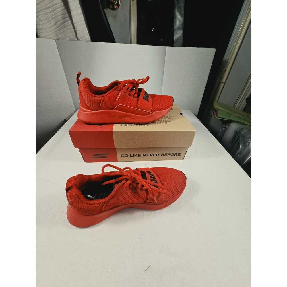 Puma Wired Little Kid's Youth US 3.5 Red Running Athletic Sneakers Lace up Shoes - Picture 6 of 11